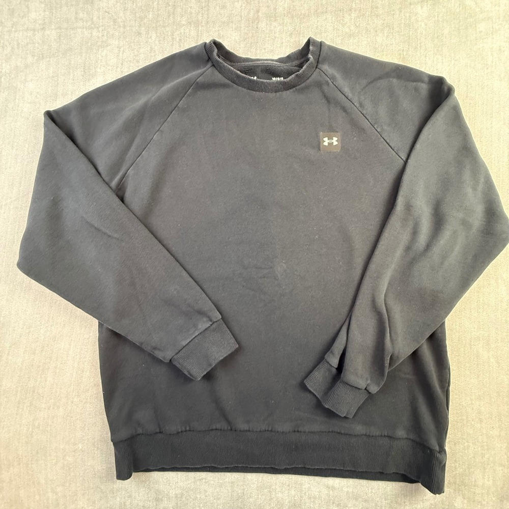 Under Armour ColdGear Rival Fleece Crewneck Sweatshirt Black Women LG Loose Fit
